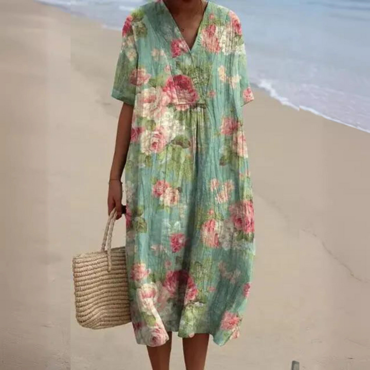 Zara™ - Cheerful Floral Dress With Tummy Coverage