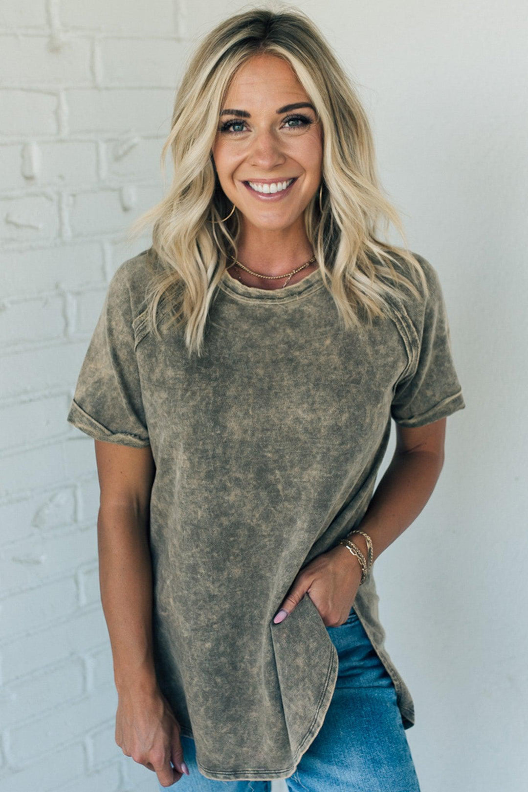 French Terry Acid Wash Top