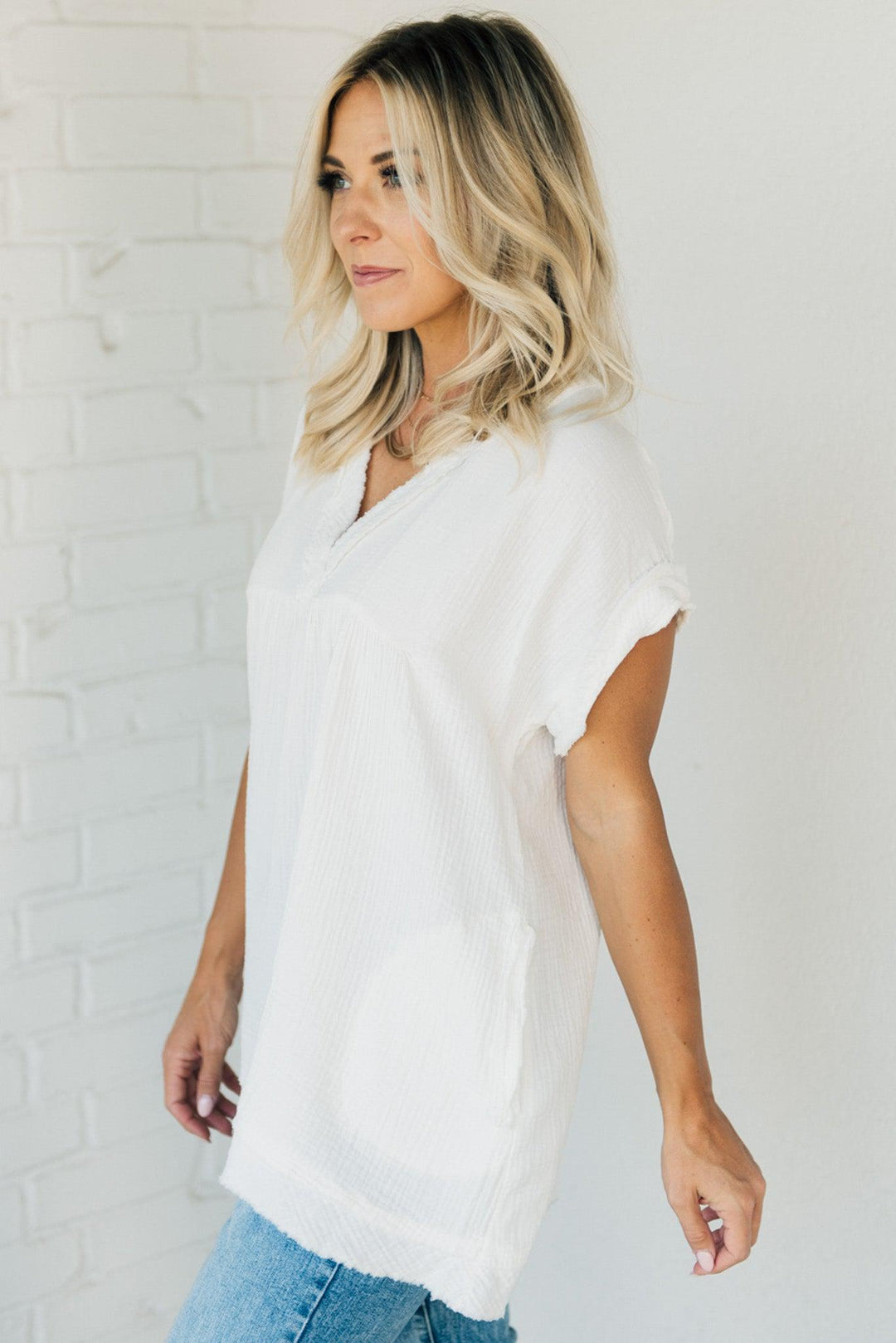 Coleen - Raw Edge Gauze Top