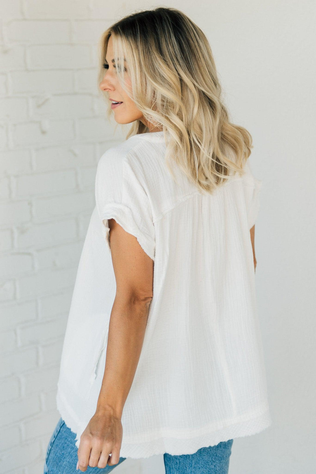 Coleen - Raw Edge Gauze Top