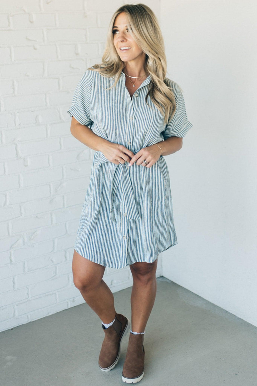 Theo Premium Striped Shirt Dress
